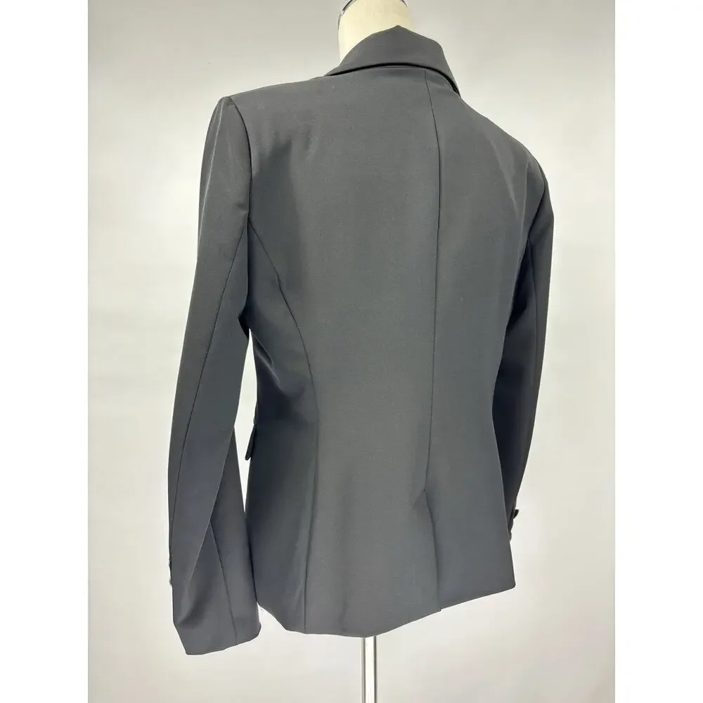Boston Proper Double Breasted Blazer Black 6 Shaped Waisted Lined